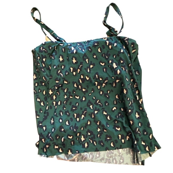 Women's Green Leopard Print Swim Top - Picture 4 of 4